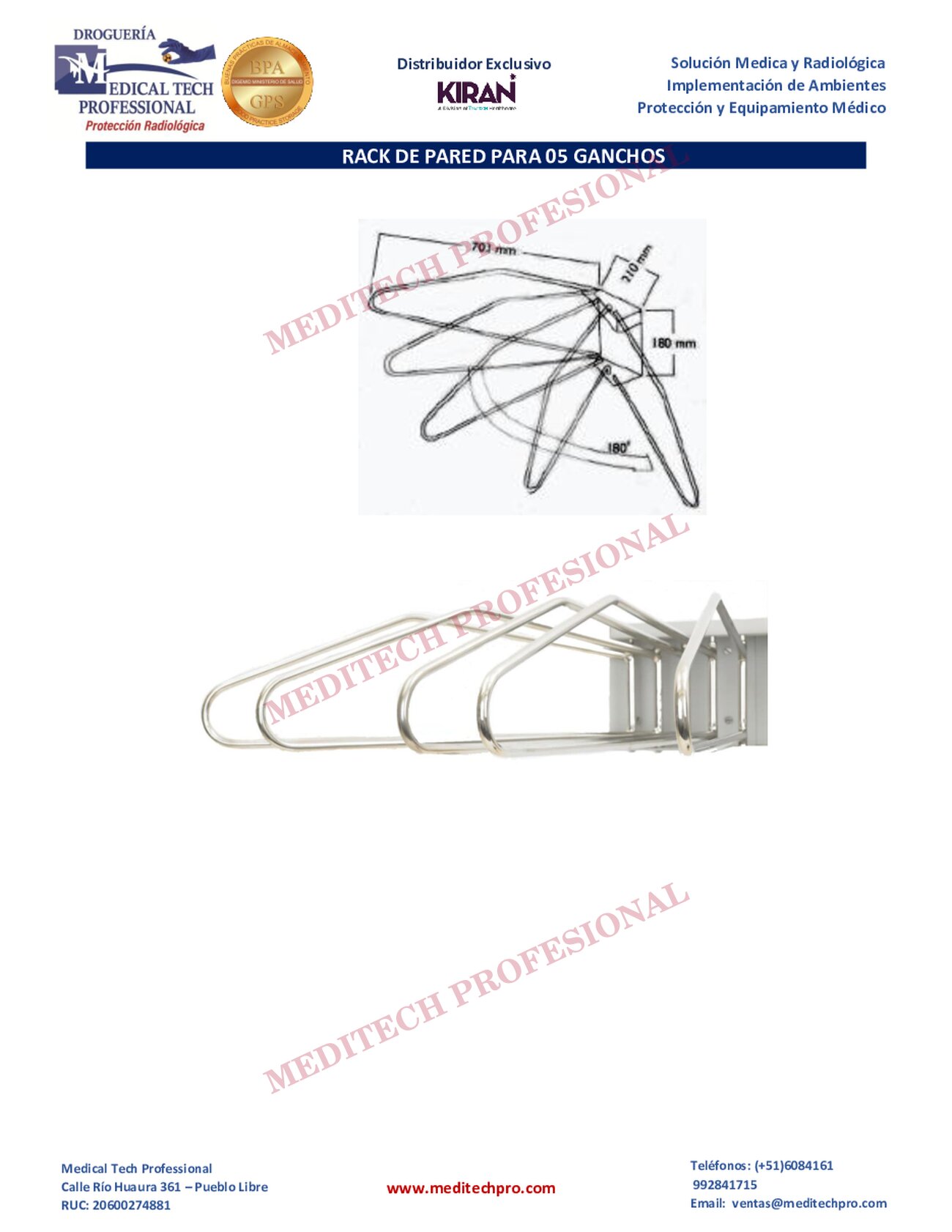 Ficha técnica de Rack fijo de pared con perchas, página 3